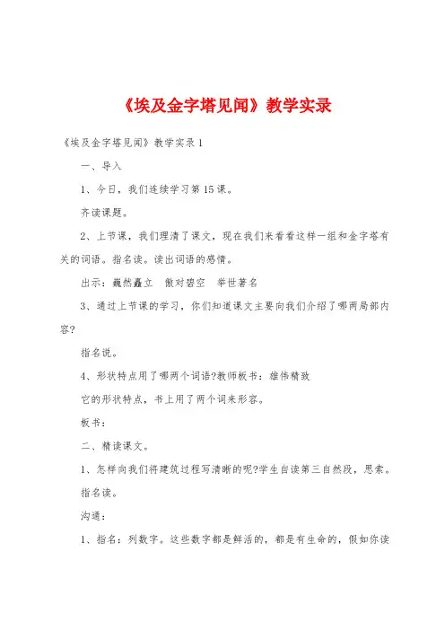 《埃及金字塔见闻》教学实录