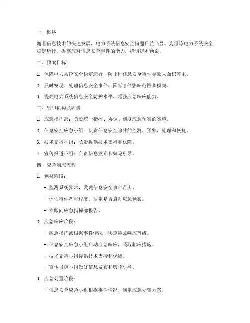 电力系统信息安全应急预案