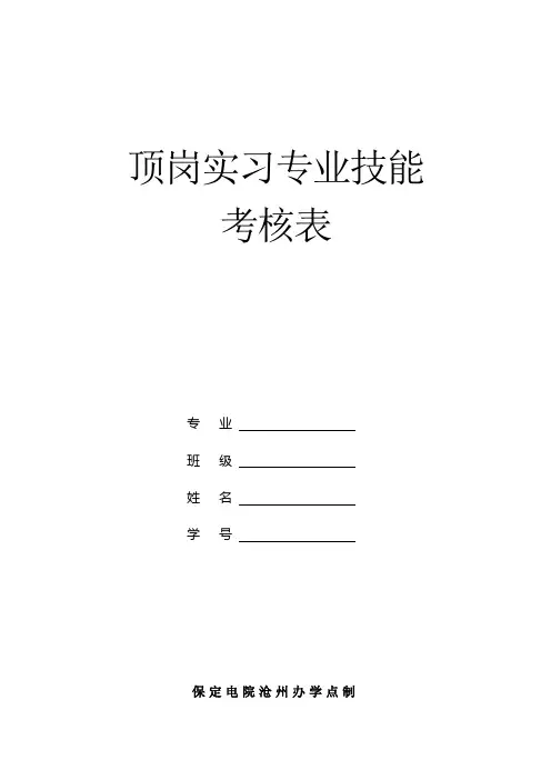 毕业实习专业技能考核表