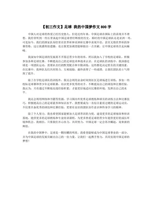 【初三作文】足球 我的中国梦作文800字