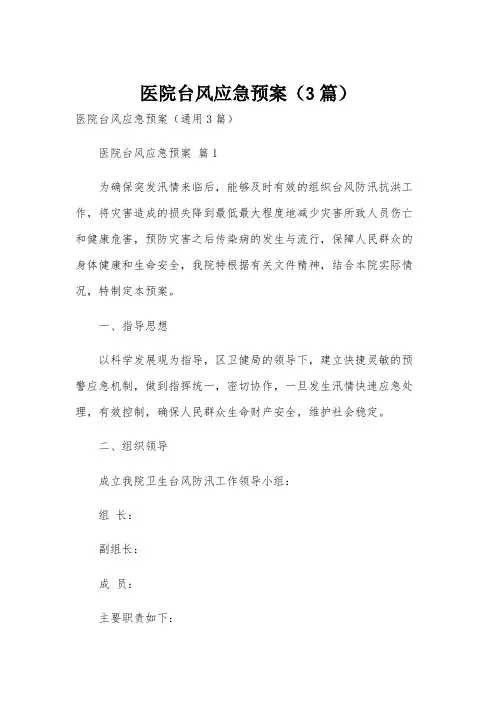 医院台风应急预案(3篇)