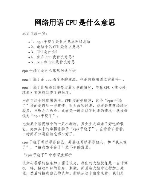 网络用语CPU是什么意思