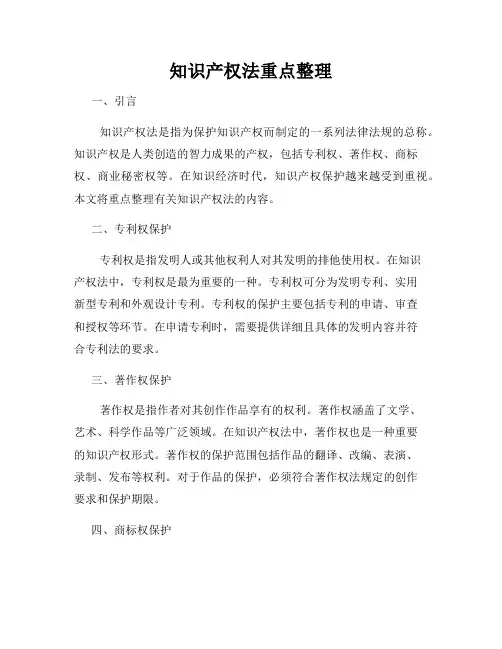 知识产权法重点整理