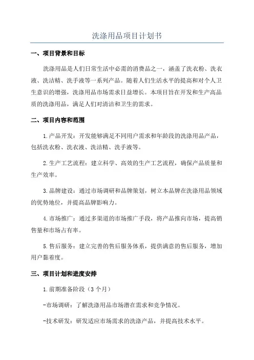 洗涤用品项目计划书