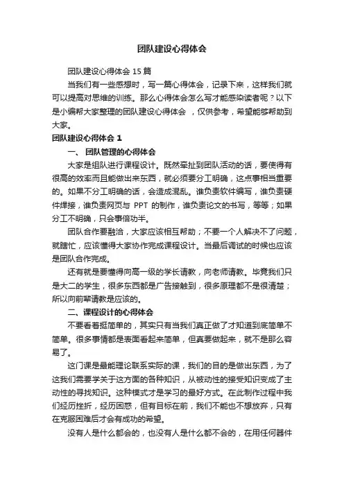 团队建设心得体会
