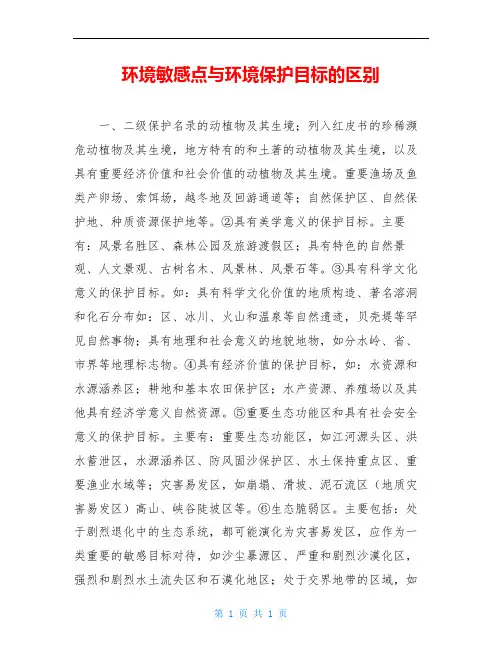 环境敏感点与环境保护目标的区别