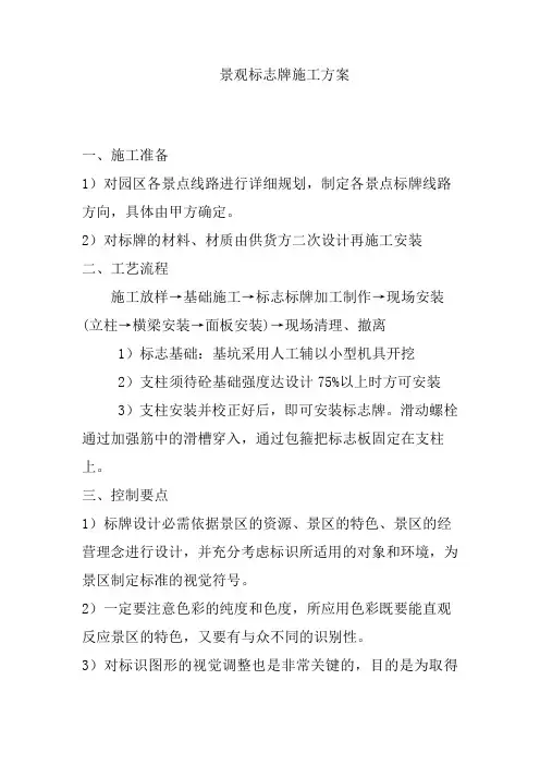 景观标志牌施工方案