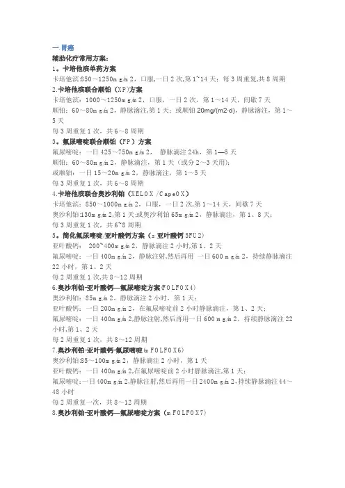 常用化疗药方案