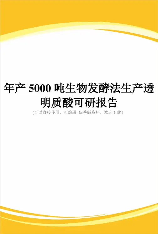 产5000吨生物发酵法生产透明质酸可研报告完整