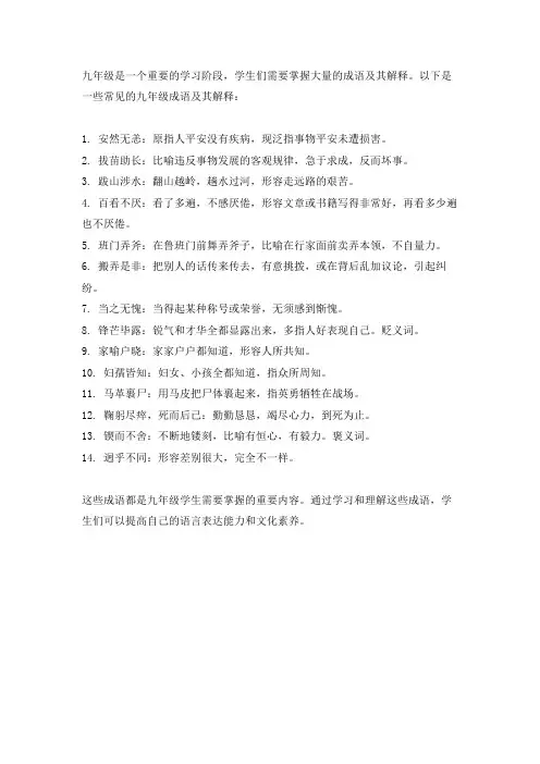 九年级成语大全及解释