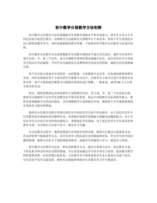 初中数学分层教学方法初探