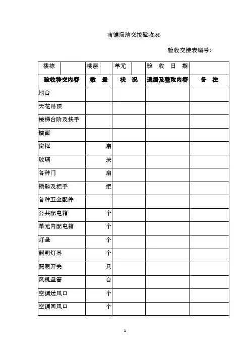 商铺场地交接验收表