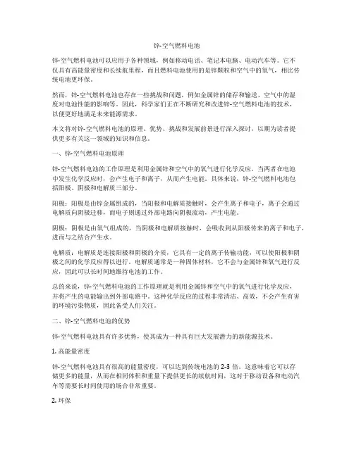 锌-空气燃料电池