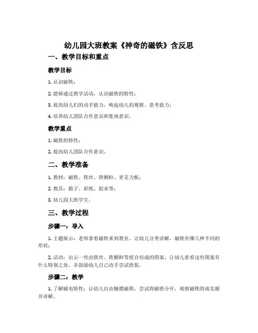 幼儿园大班教案《神奇的磁铁》含反思
