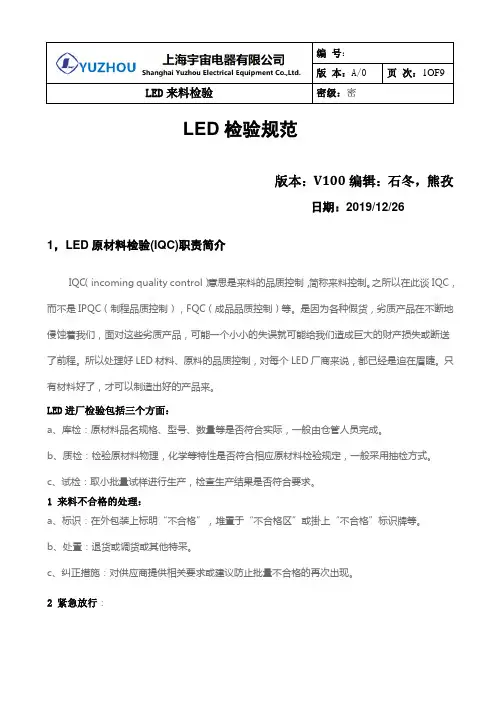 LED检验规范