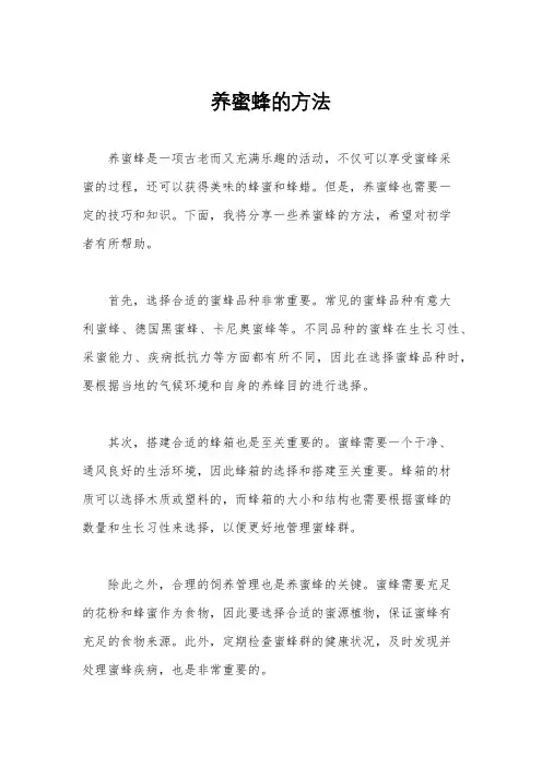 养蜜蜂的方法