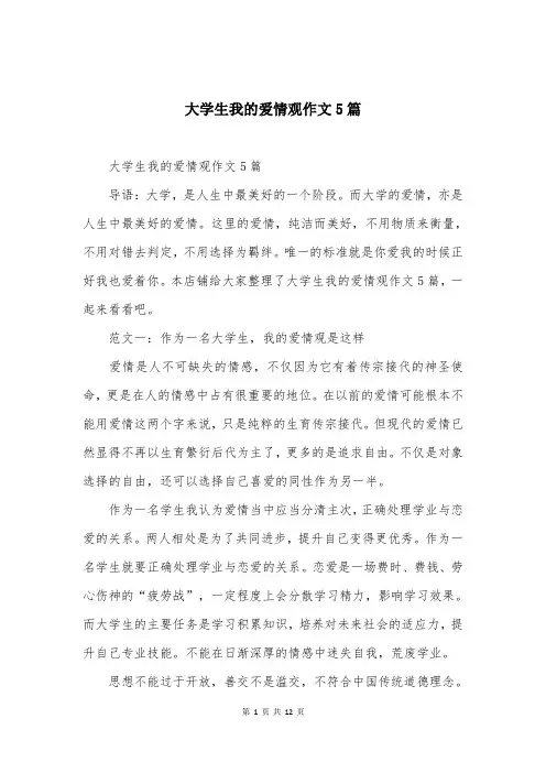 大学生我的爱情观作文5篇