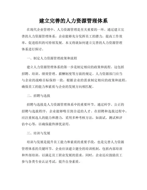 建立完善的人力资源管理体系