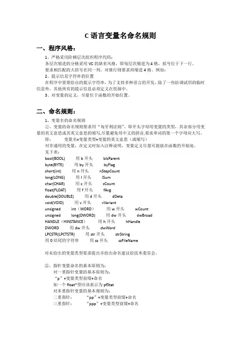 C语言命名规范