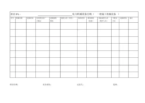 施工机械设备台帐
