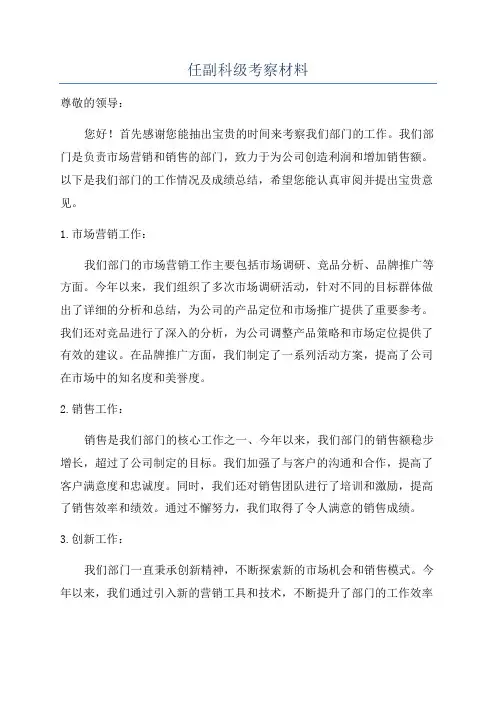 任副科级考察材料