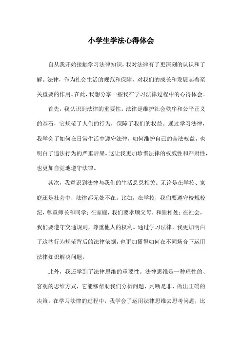 小学生学法心得体会