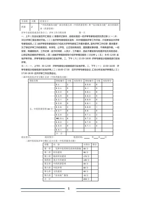 2013年二甲中医院评审标准(药剂科部分)