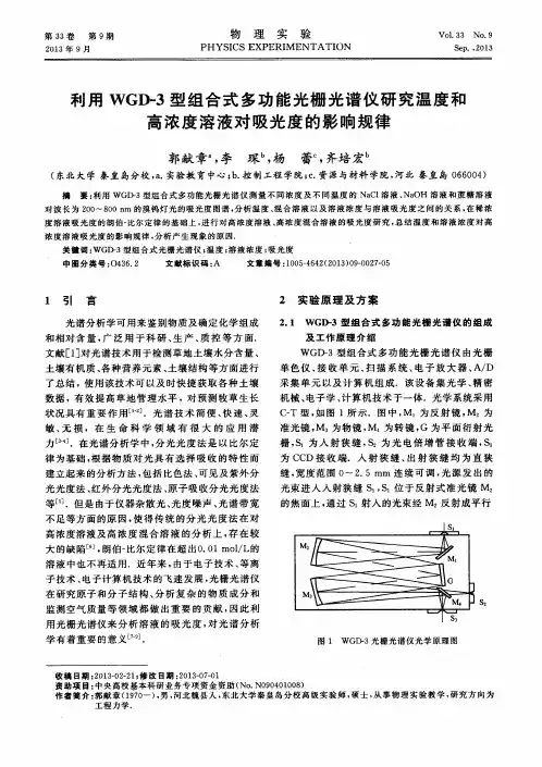 利用WGD-3型组合式多功能光栅光谱仪研究温度和高浓度溶液对吸光度的影响规律