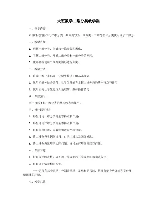 大班数学二维分类教学案