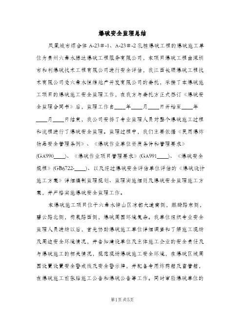 爆破安全监理总结（2篇）