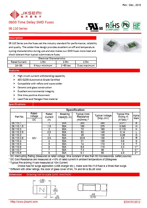 FUSE 一次性保险丝 0603慢断