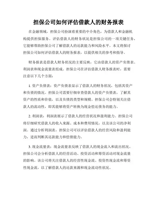 担保公司如何评估借款人的财务报表