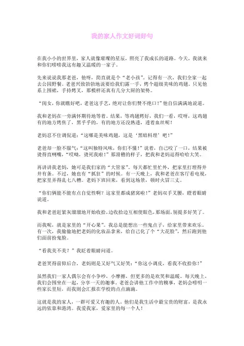 我的家人作文好词好句