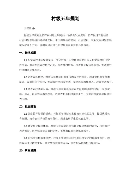 村级五年规划