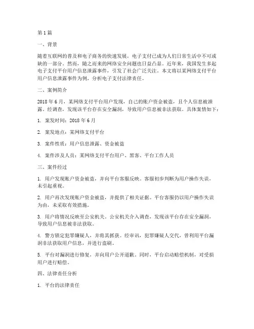 电子支付法律责任案例(3篇)