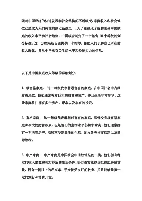 贫富阶层划分标准
