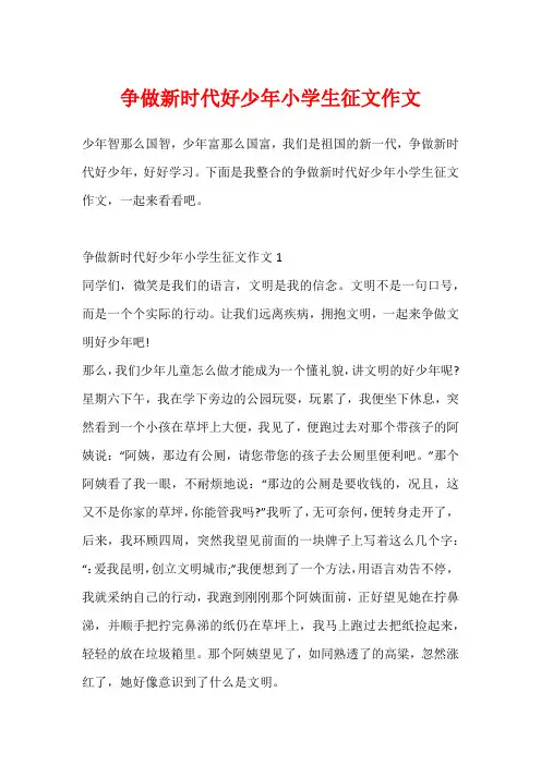 争做新时代好少年小学生征文作文