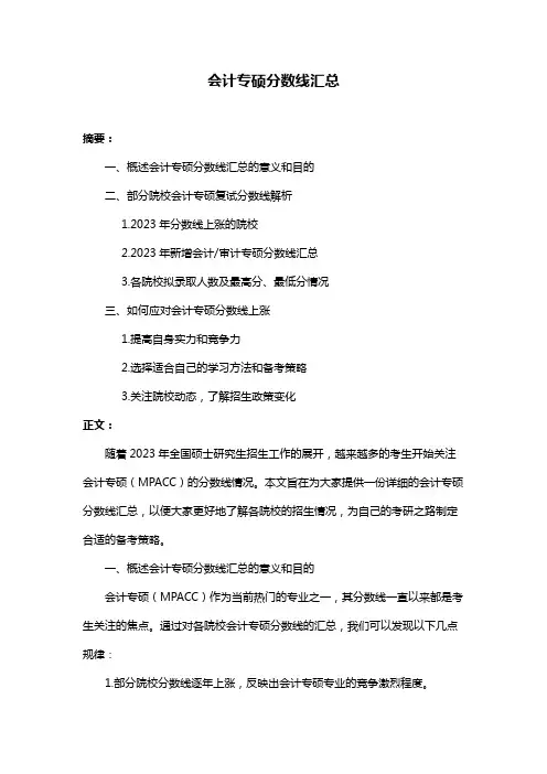 会计专硕分数线汇总