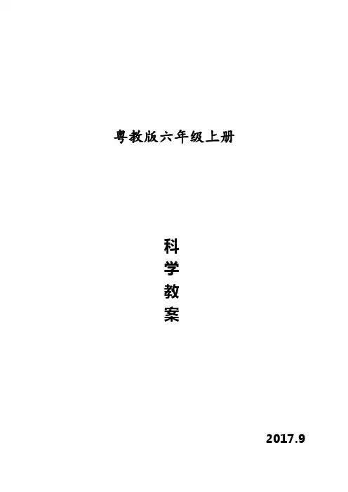 粤教版六年级科学上册全册教案