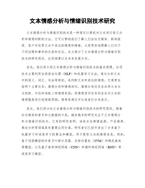 文本情感分析与情绪识别技术研究