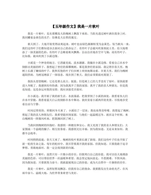 【五年级作文】我是一片秋叶
