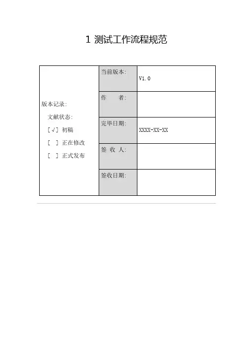 模板测试管理规范流程