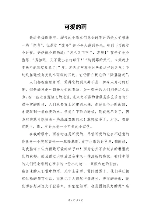 可爱的雨_六年级作文