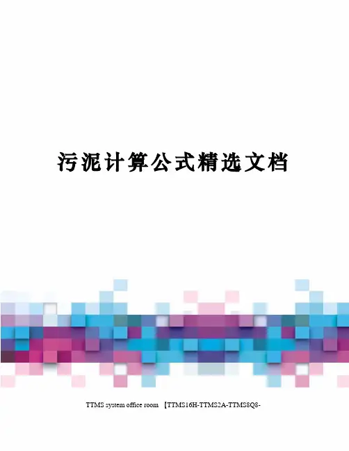 污泥计算公式精选文档