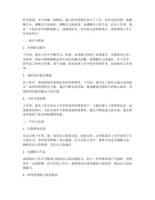 工作十年总结范文