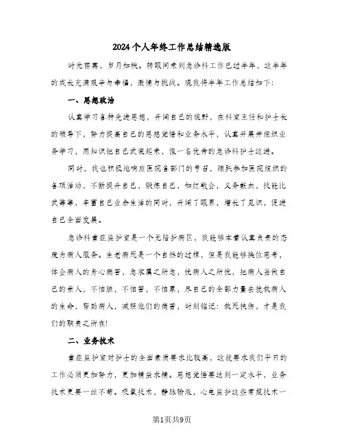 2024个人年终工作总结精选版(4篇)