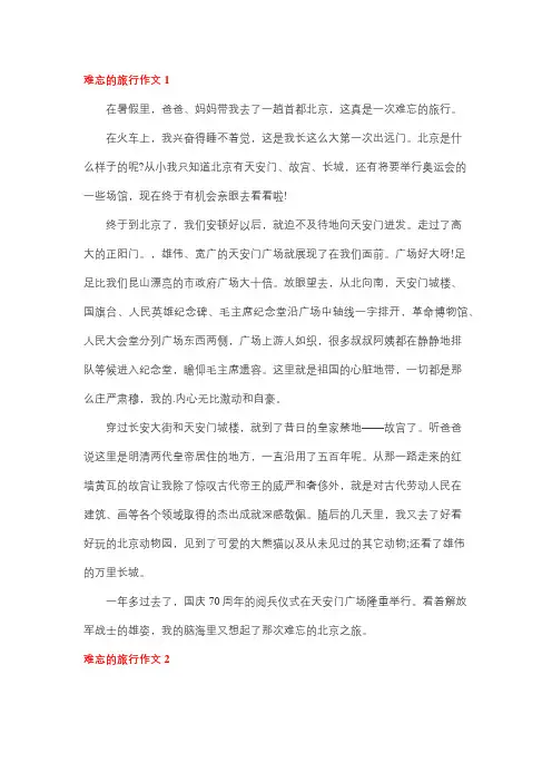难忘的旅行50字作文