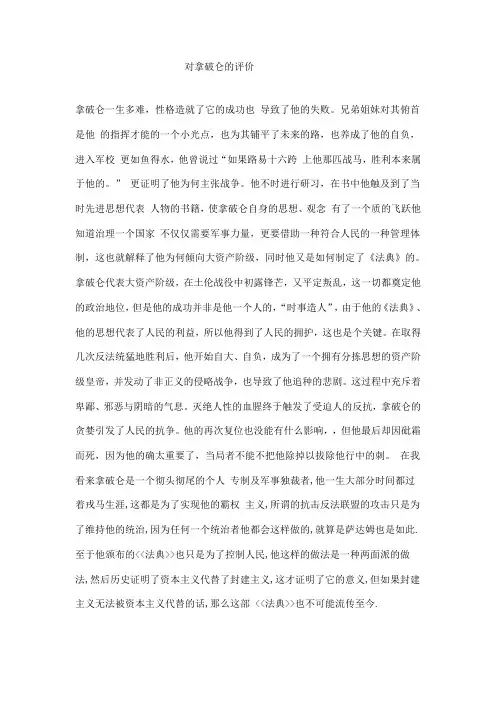 对拿破仑的评价