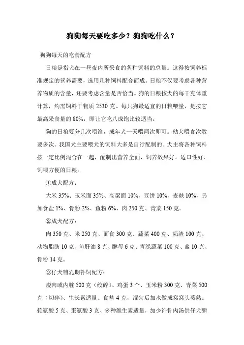 狗狗每天要吃多少？狗狗吃什么？