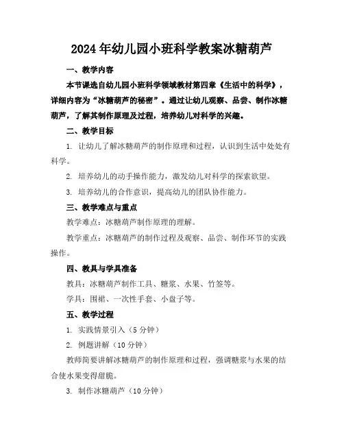 2024年幼儿园小班科学教案冰糖葫芦